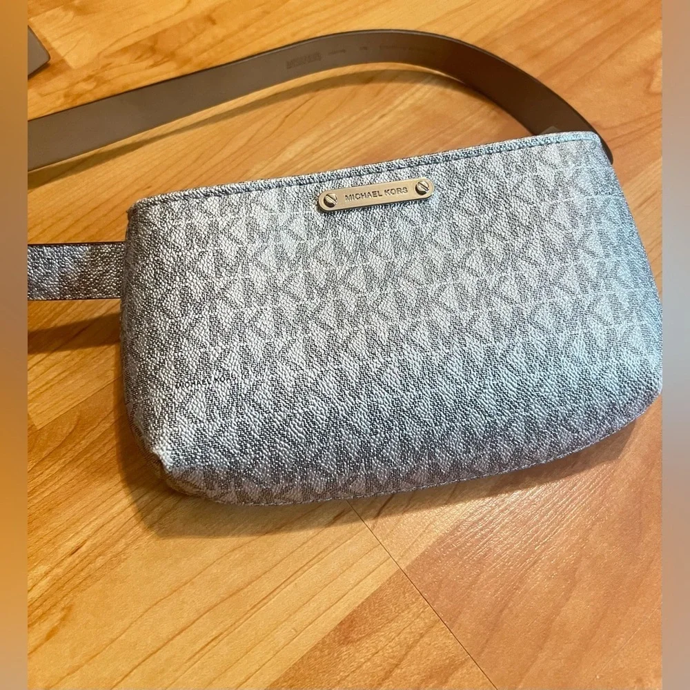 Michael Kors Silver and Tan Crossbody Bag